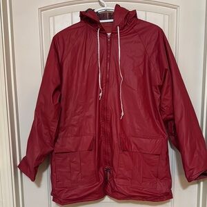 Vintage Misty Harbor Hooded Rain Coat Jacket Blue Plaid Cotton Lining